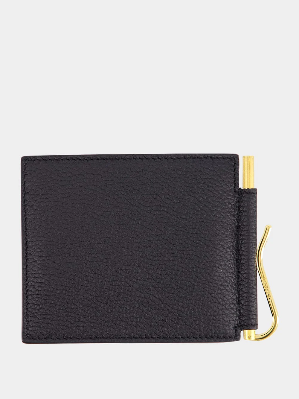 Black Grained Leather Money Clip Wallet - Image 2