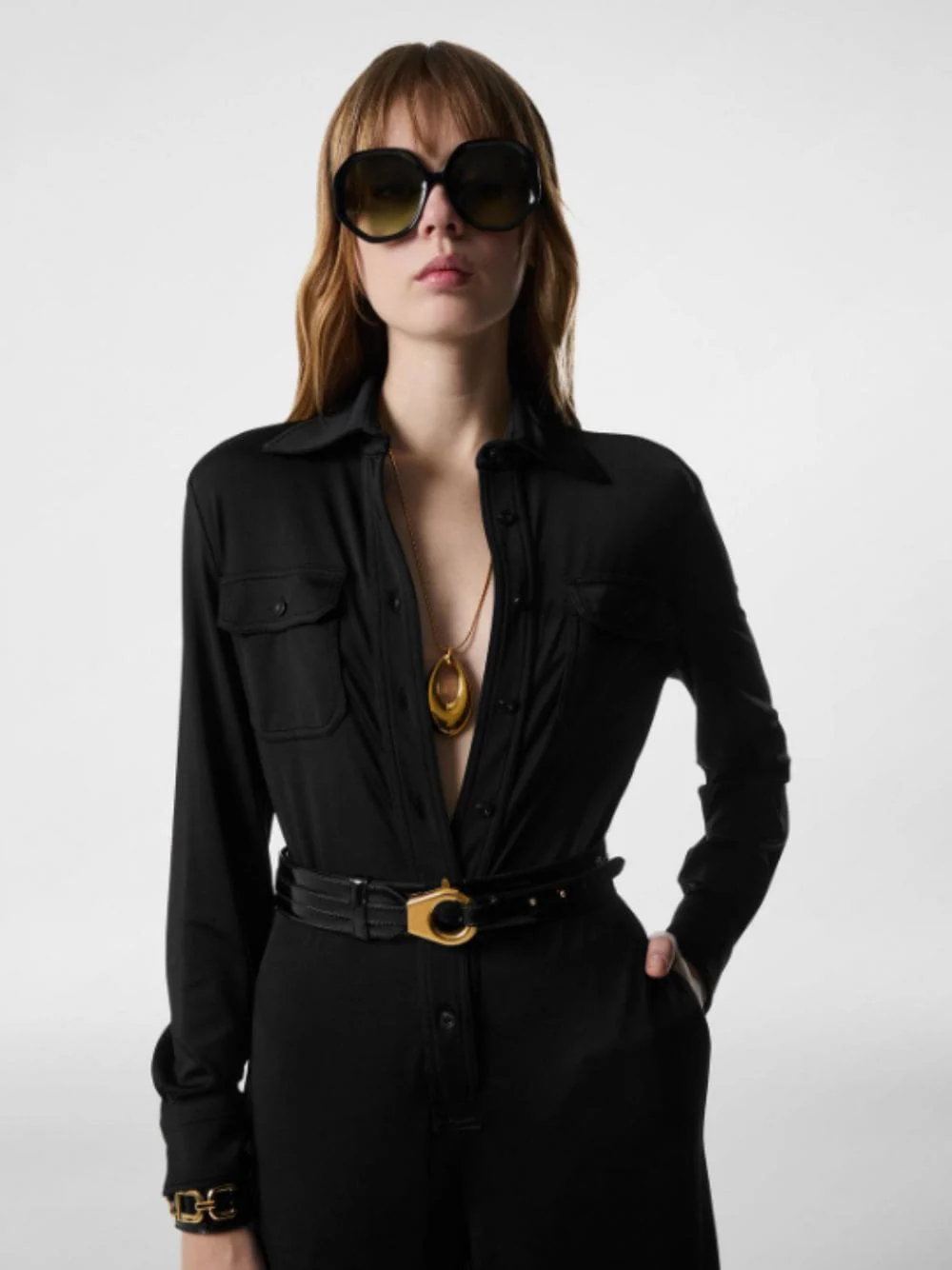 Black Patent Leather Dita Waist Belt - Image 2