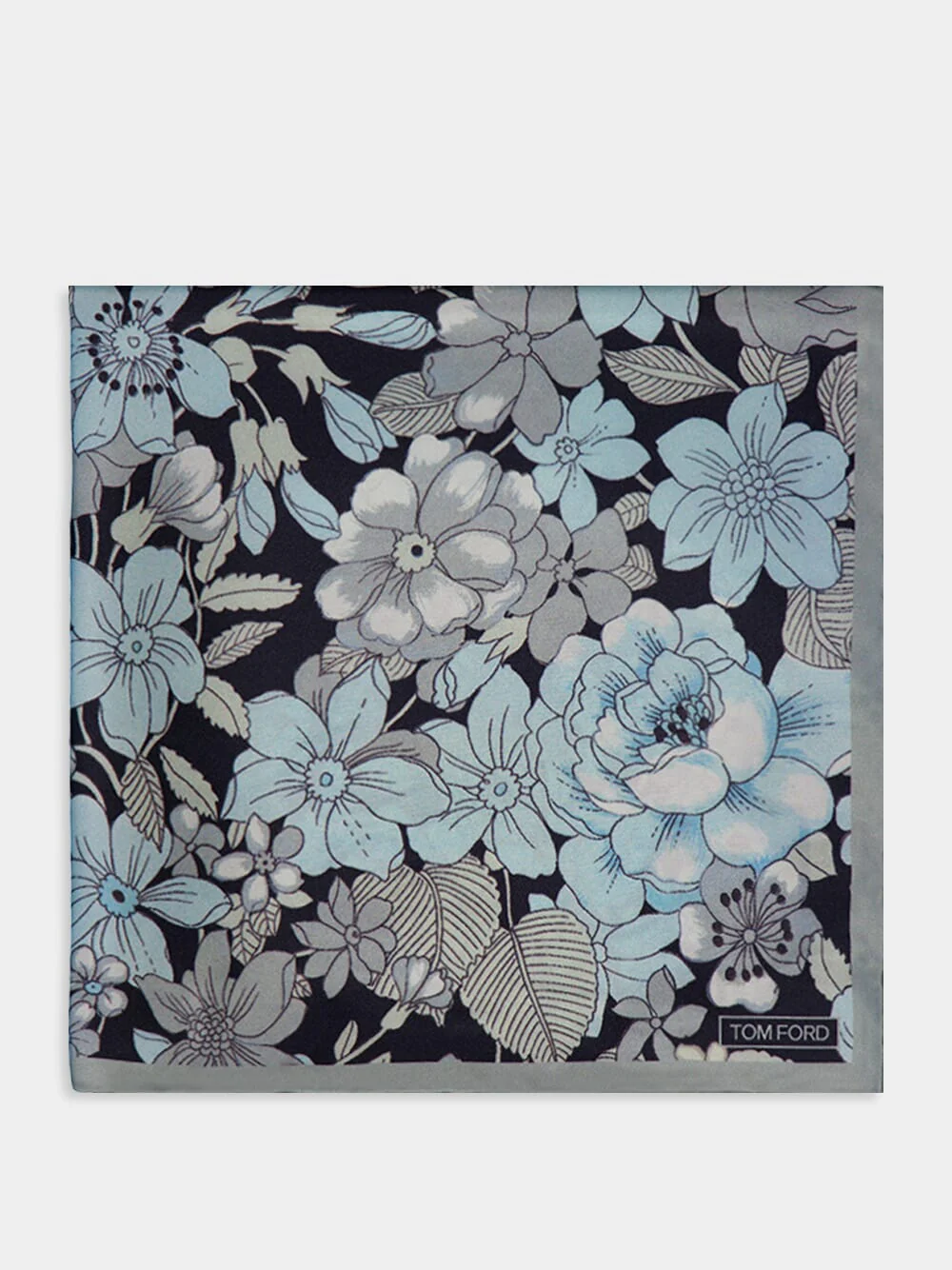 Blue Floral Silk Scarf - Image 2