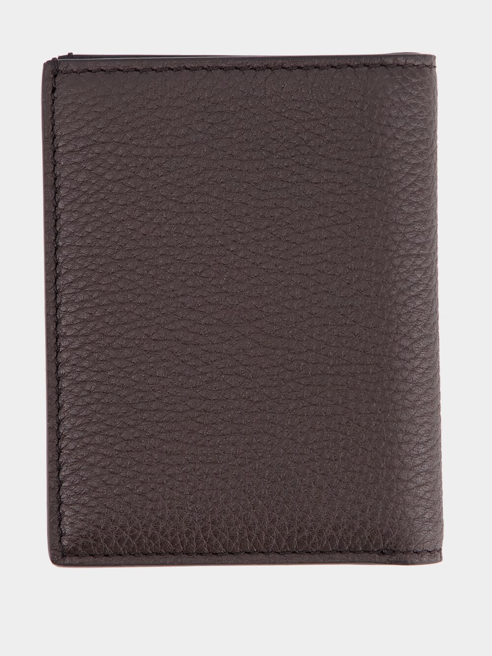 Brown Grain Leather Folding Cardholder - Image 3