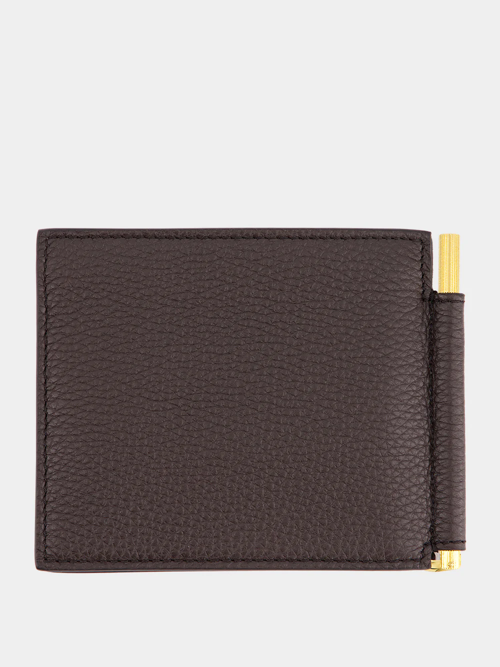 Brown Grained Leather Money Clip Wallet - Image 2