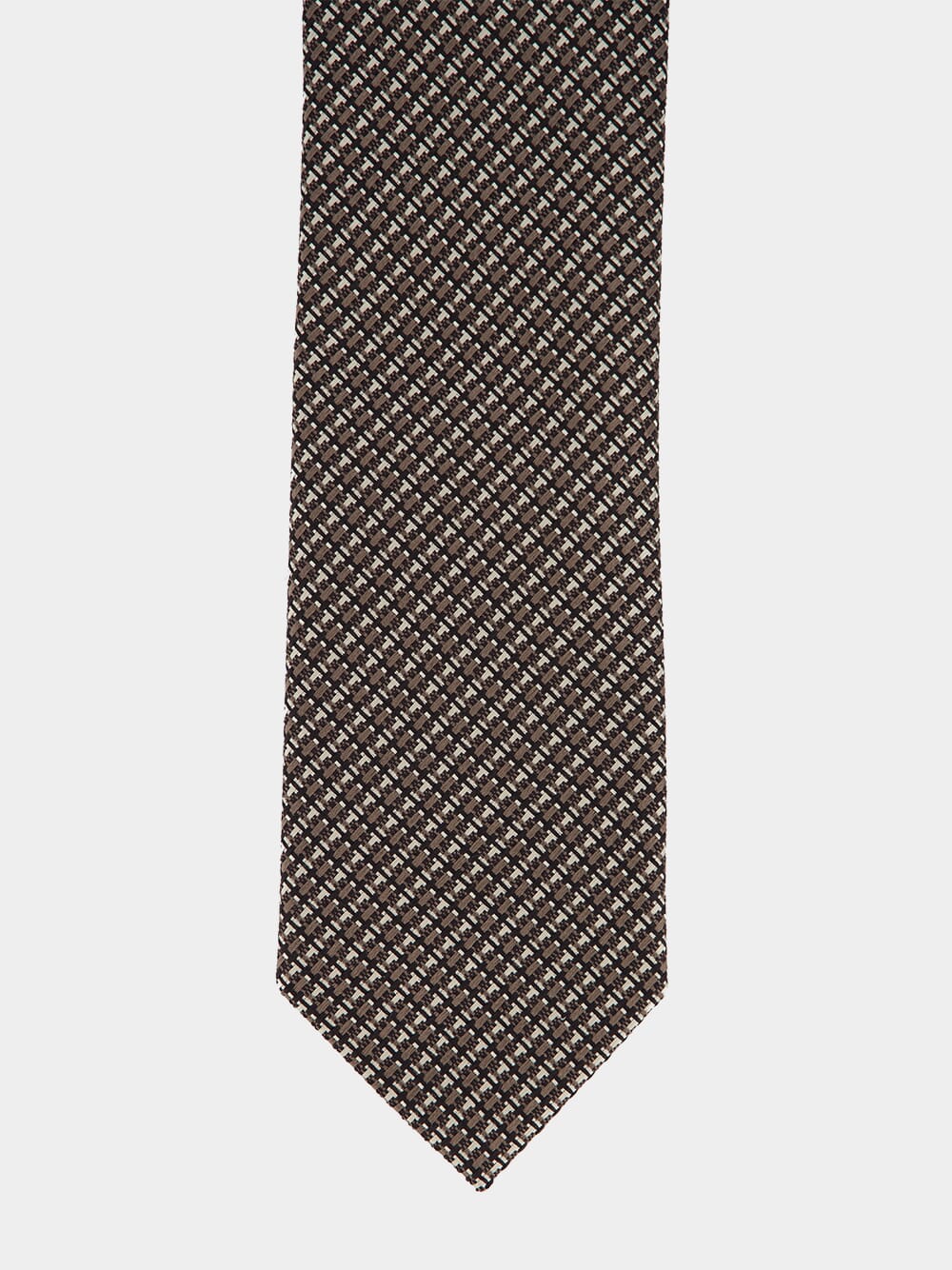 Brown Micro-Check Silk Tie - Image 2
