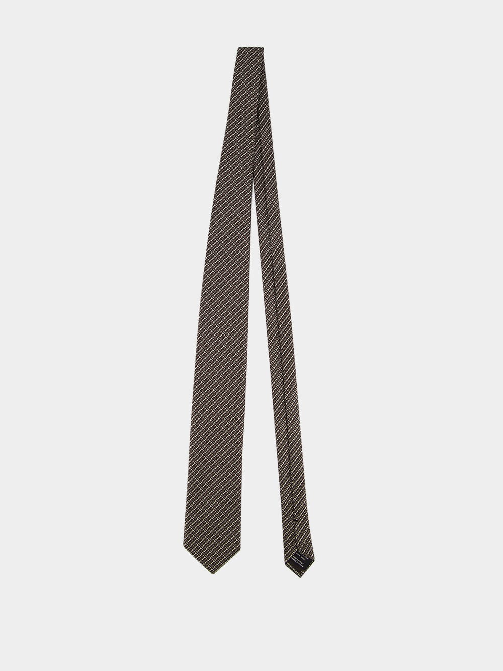 Brown Micro-Check Silk Tie - Image 3