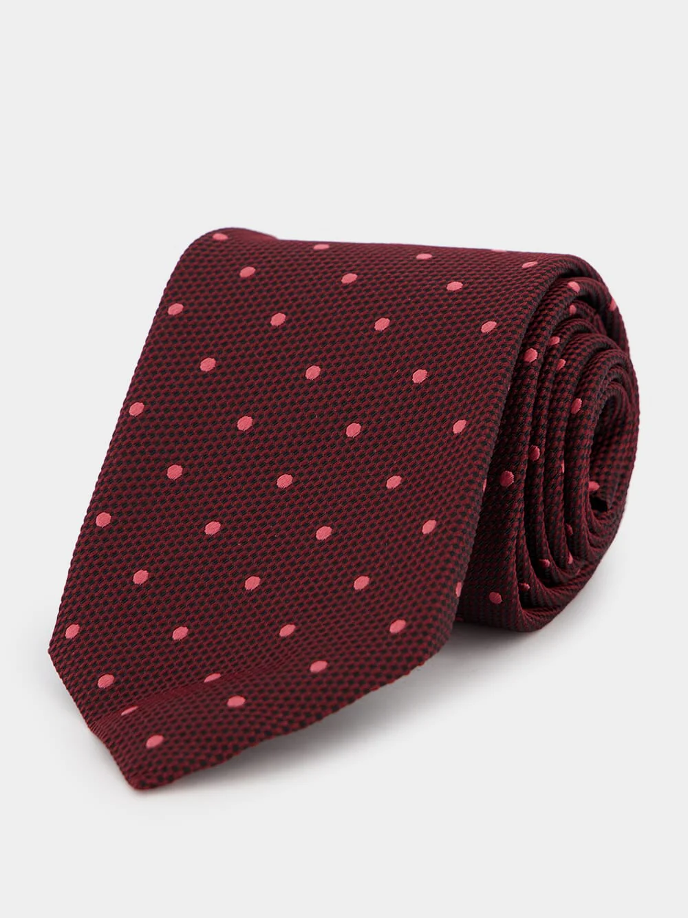 Burgundy Polka Dot Silk Tie