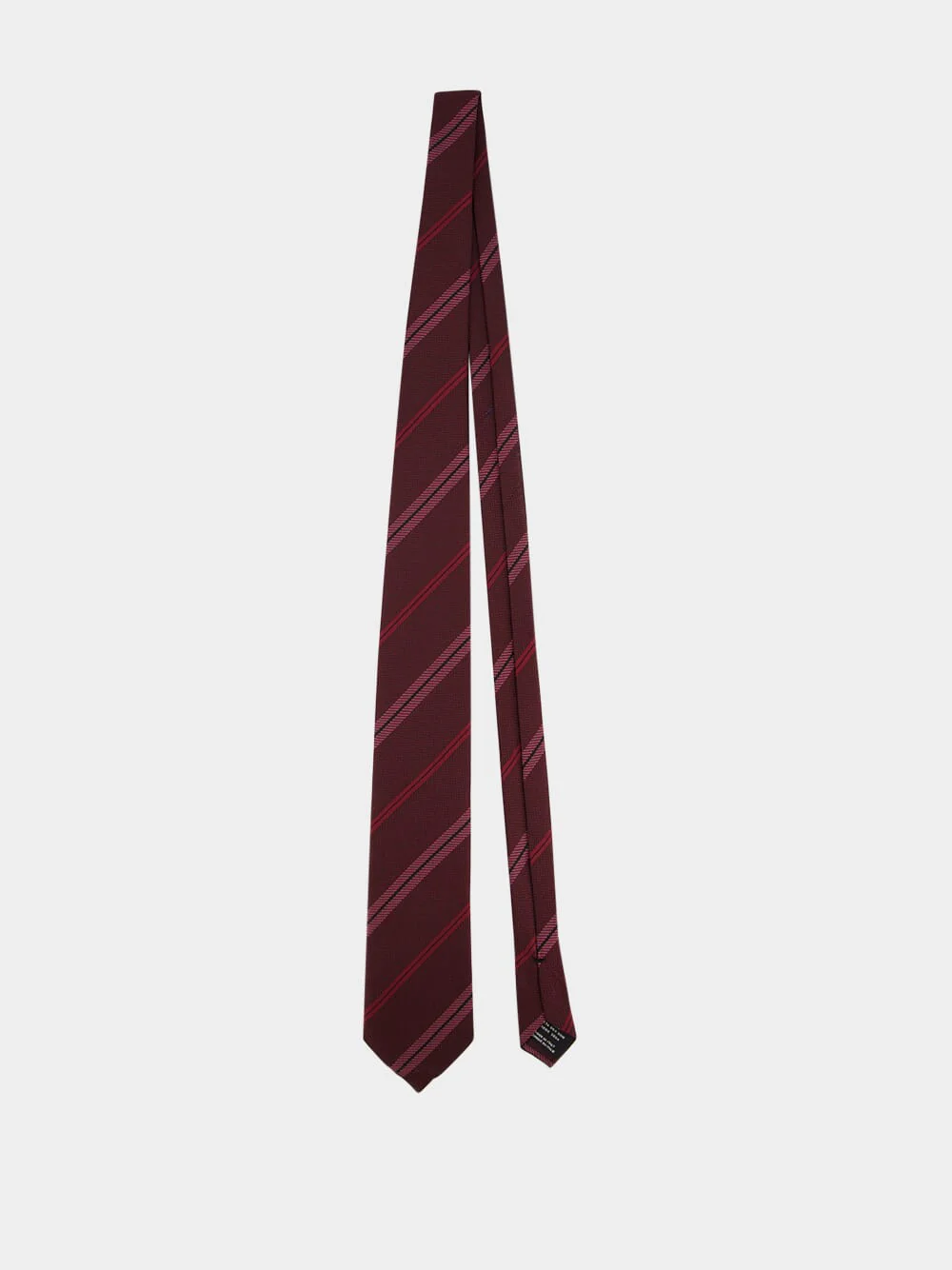 Burgundy Striped Silk Tie - Image 2