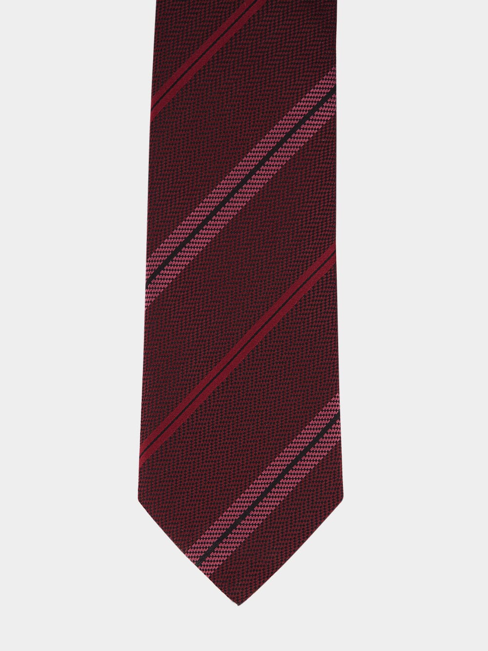 Burgundy Striped Silk Tie - Image 3
