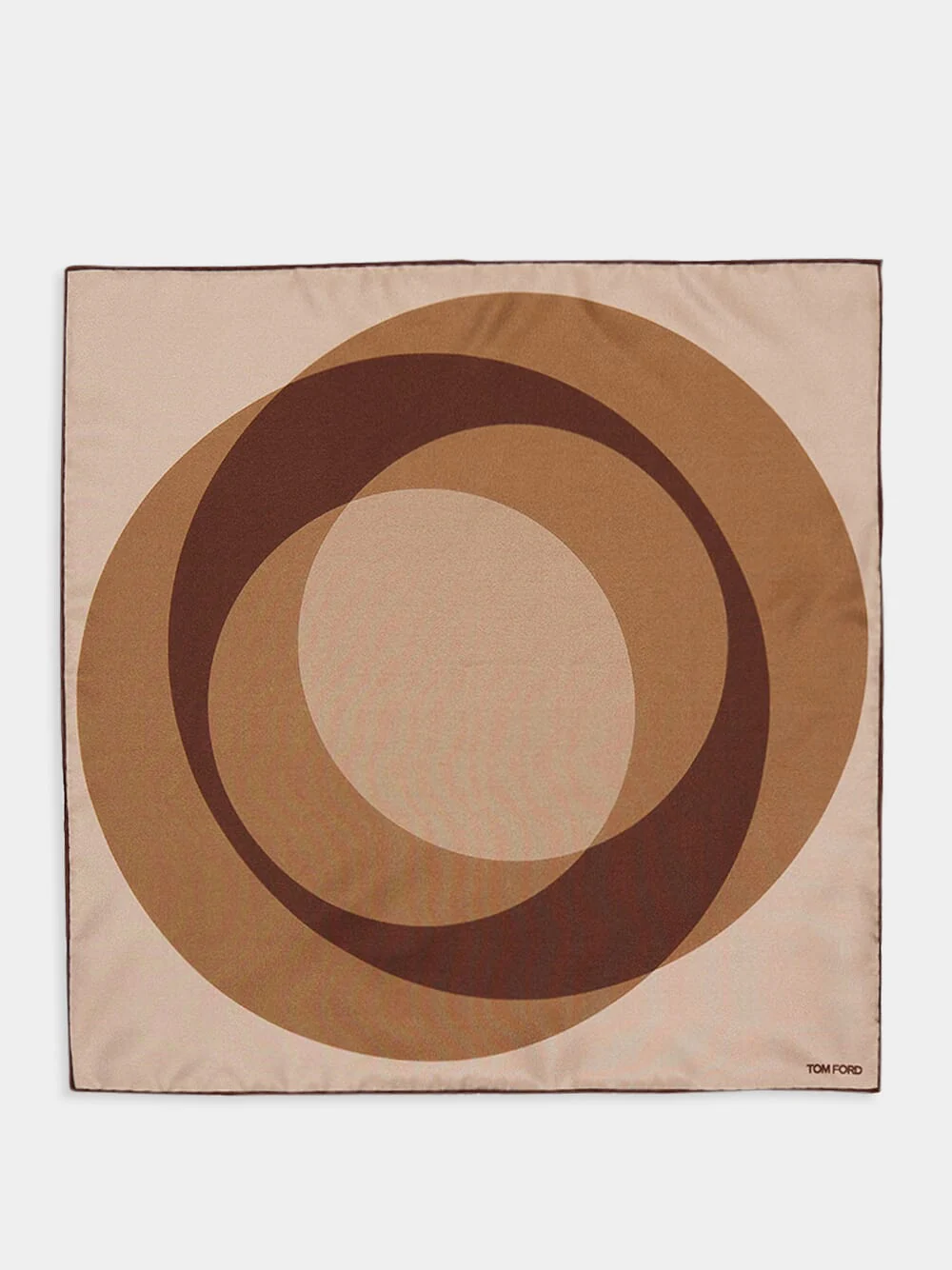 Geometric Elegance Brown Silk Scarf