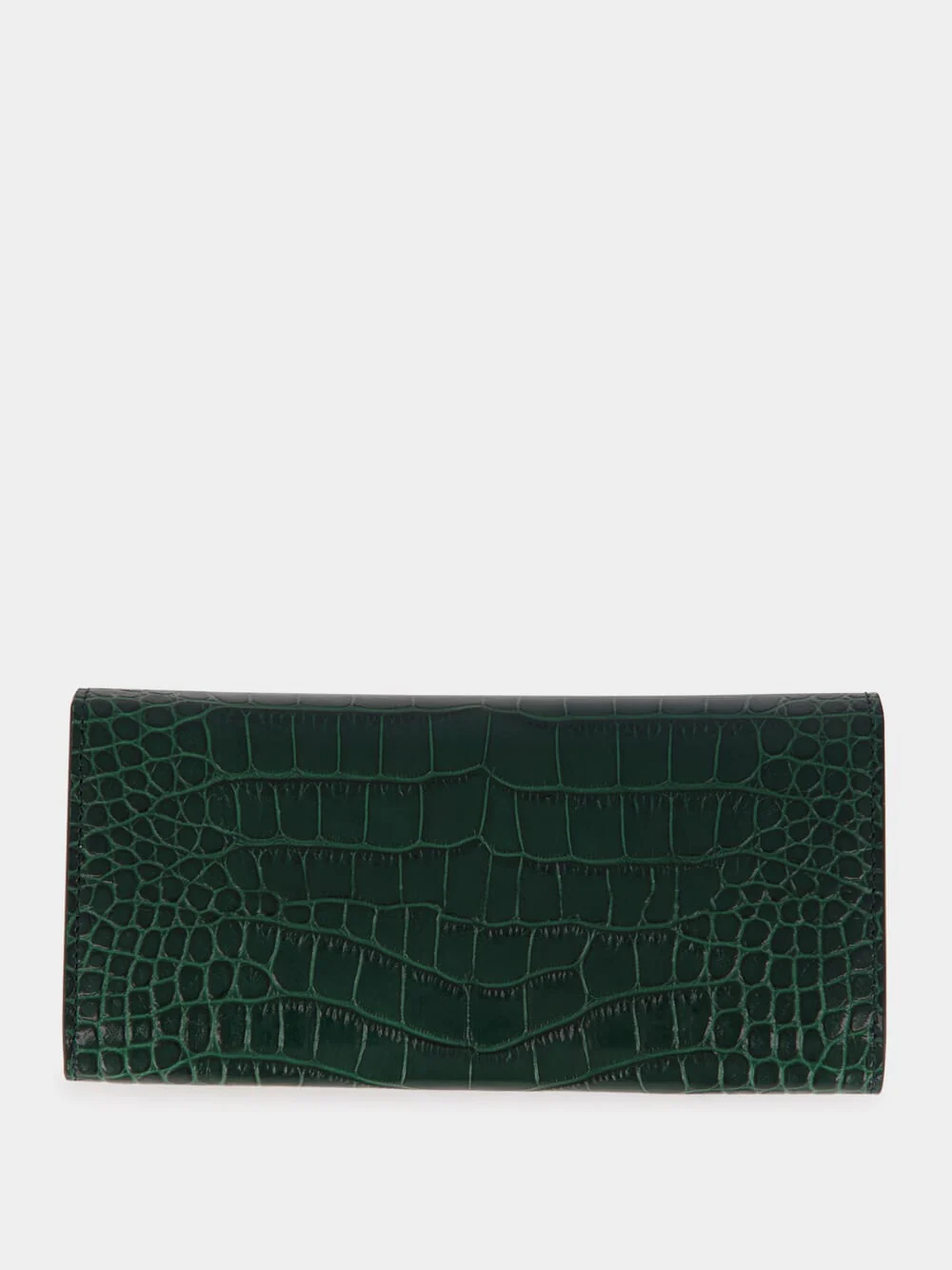 Green Stamped Crocodile Leather Continental Wallet - Image 2