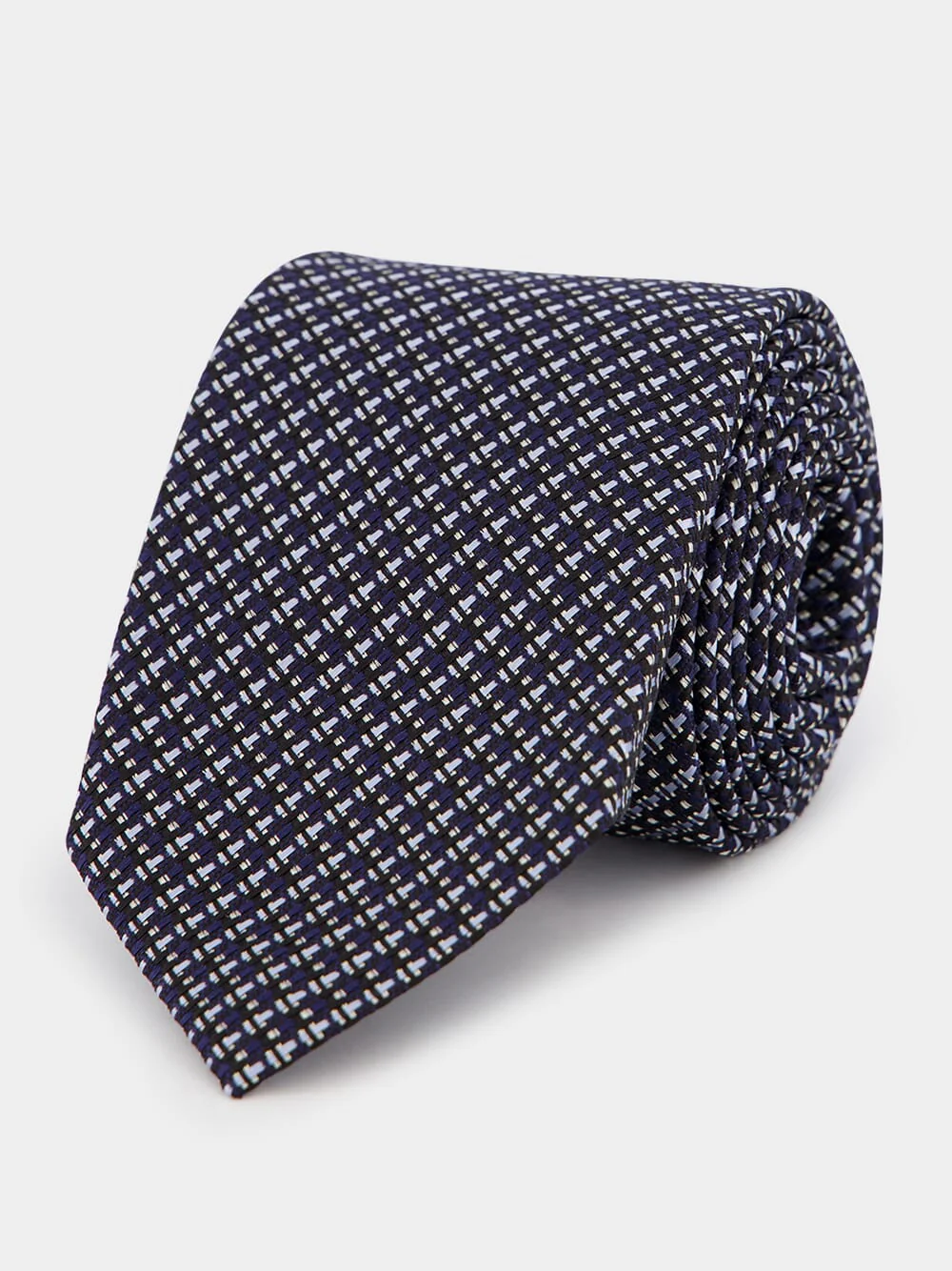 Navy Pin Dot Silk Tie