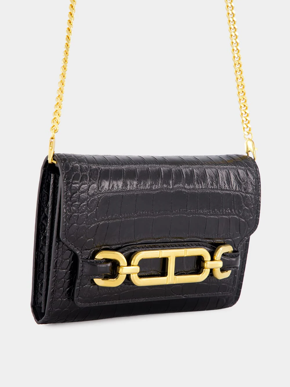 Black Crocodile Leather Mini Bag - Image 6