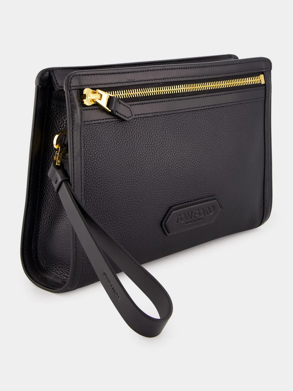 Black Grain Leather Pouch Bag - Image 2