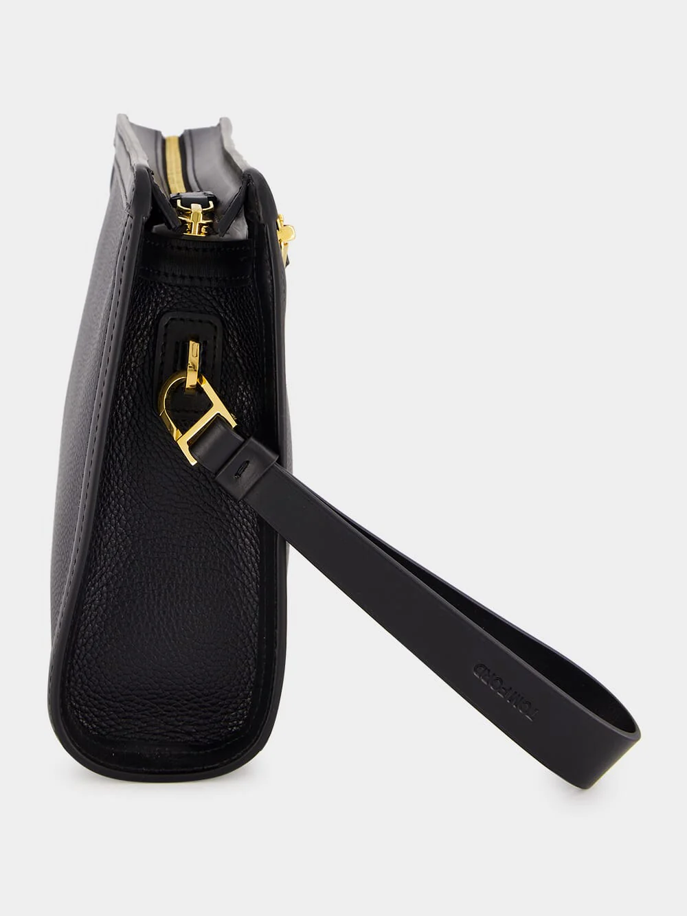 Black Grain Leather Pouch Bag - Image 3