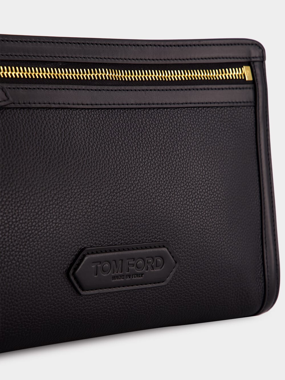 Black Grain Leather Pouch Bag - Image 5