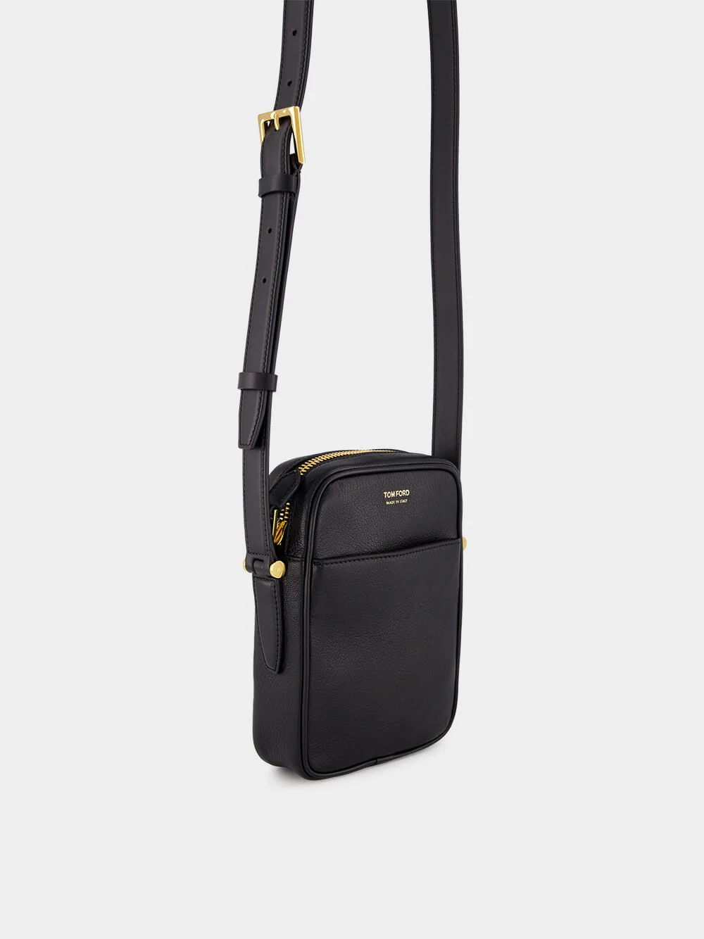 Black Grain Leather Small Messenger Bag - Image 3