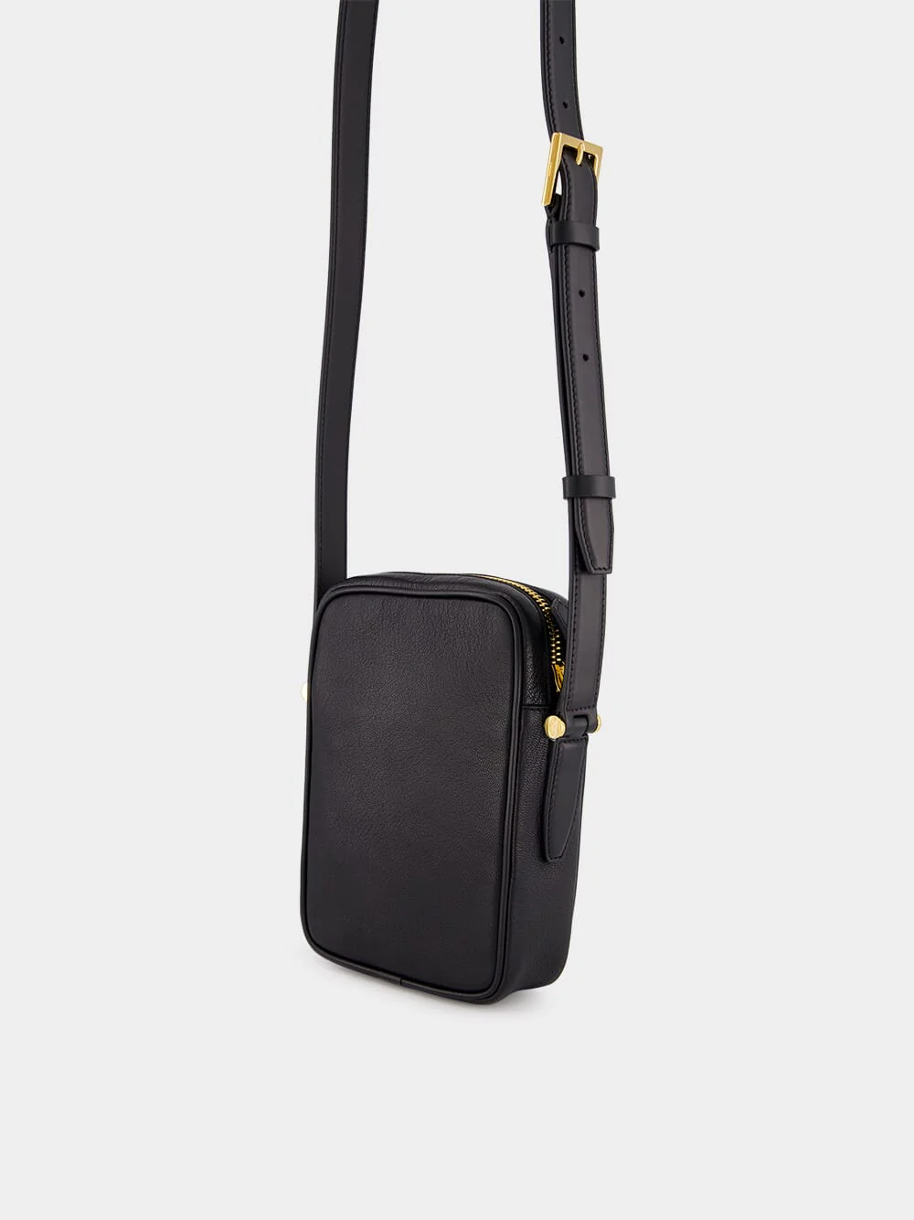 Black Grain Leather Small Messenger Bag - Image 5