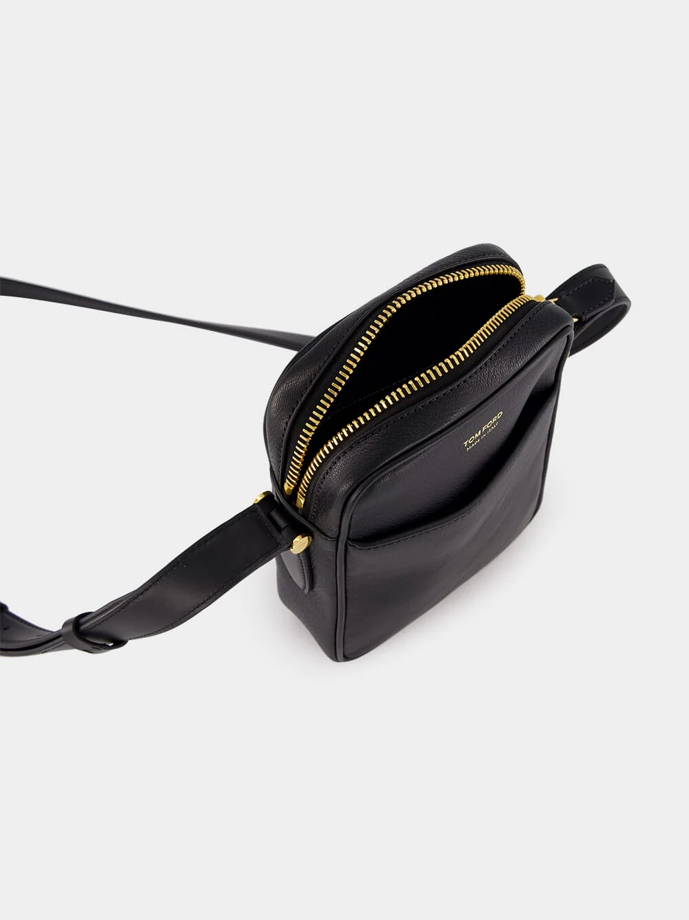 Black Grain Leather Small Messenger Bag - Image 6