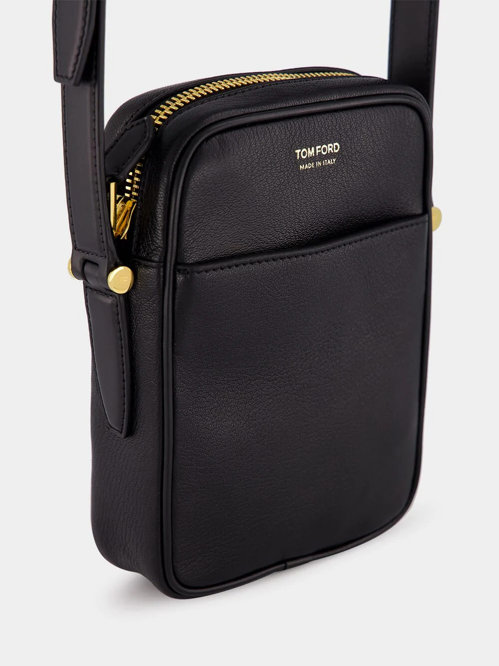 Black Grain Leather Small Messenger Bag - Image 7