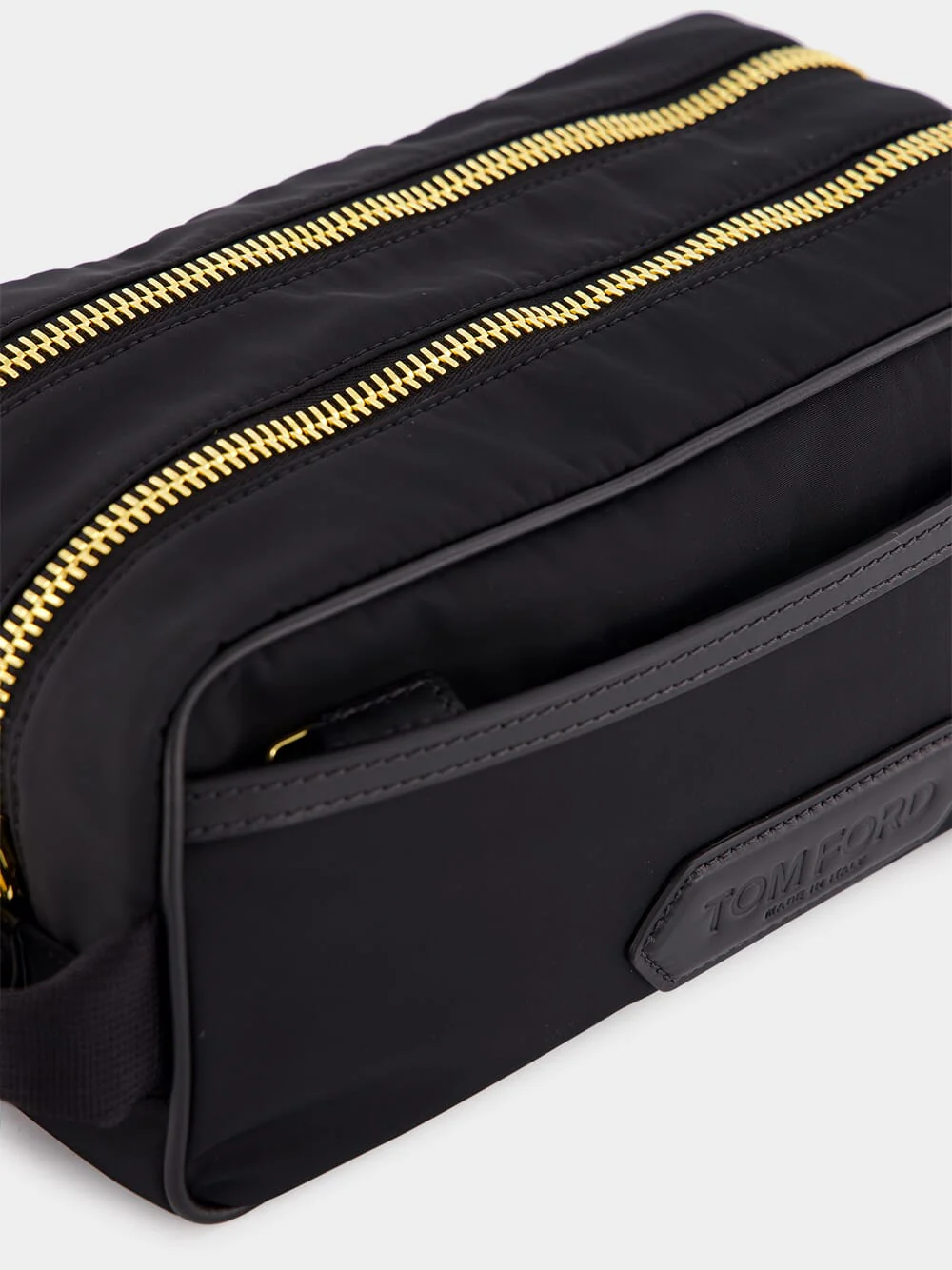 Black Logo-Patch Recycled Nylon Toiletry Bag - Image 6