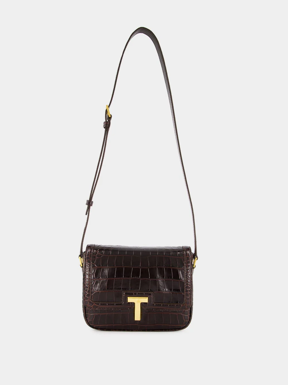 Brown Crocodile-Stamped Wallis Shoulder Bag - Image 2