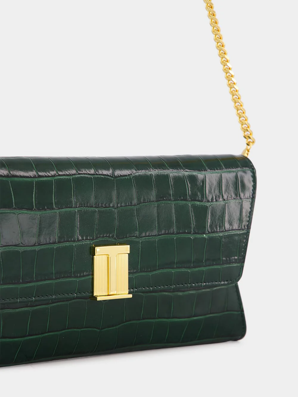 Dark Green Crocodile Leather Nobile Clutch - Image 5