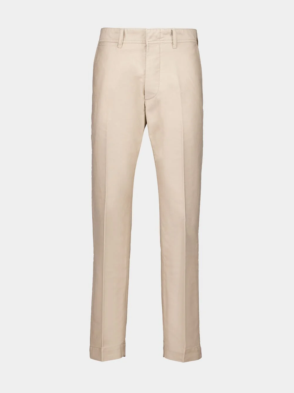 Beige Cotton Satin Chino Trousers