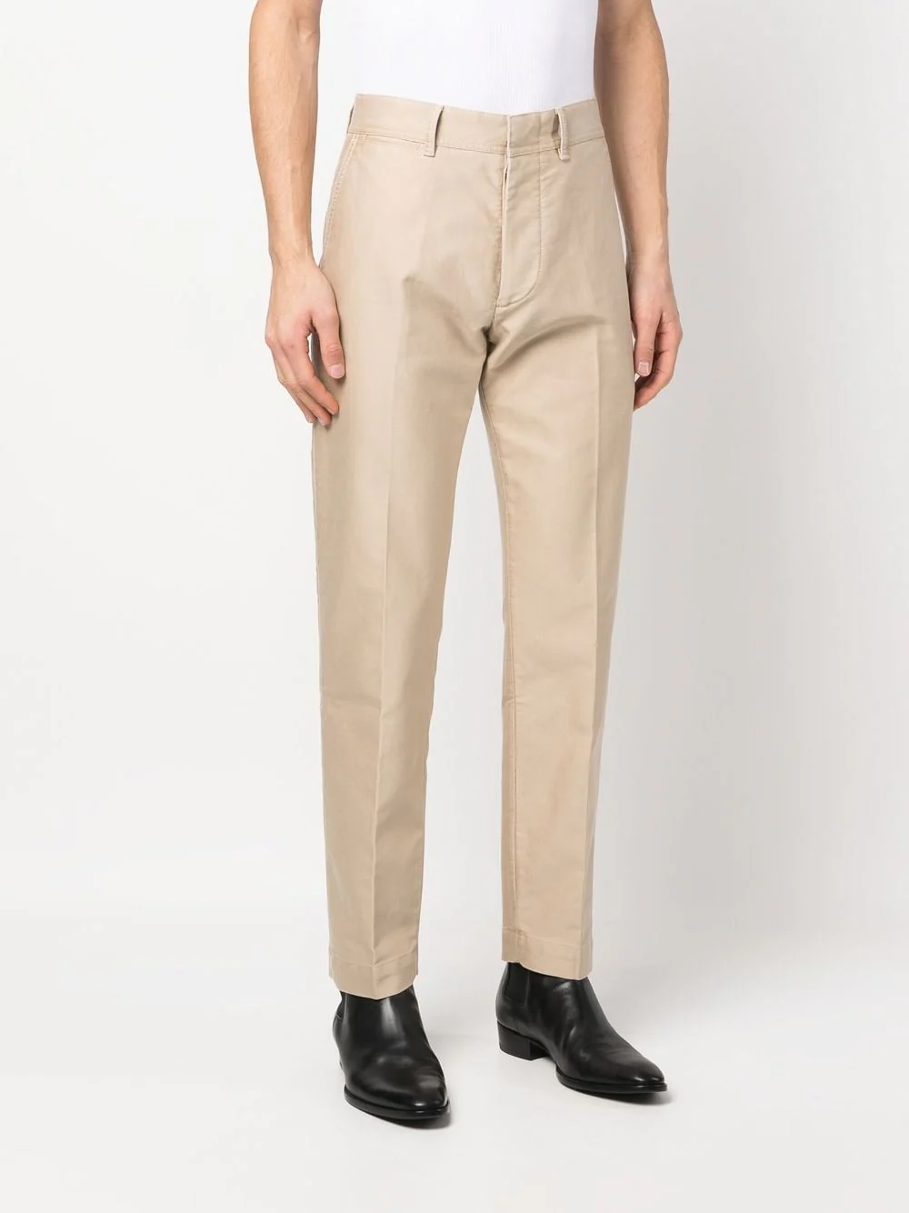 Tailored Cotton Beige Trousers