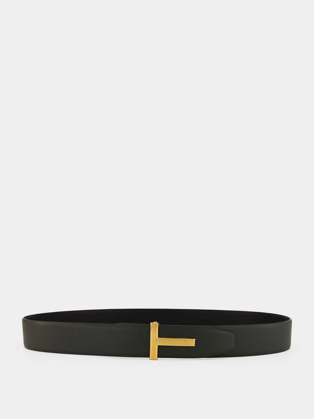 Black Grain Leather T Icon Belt