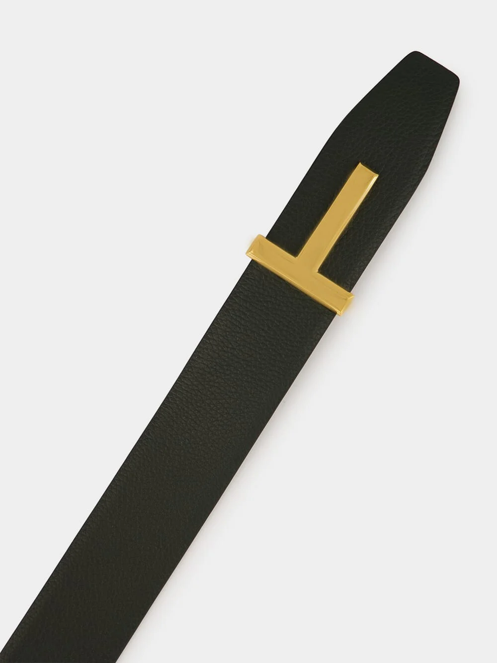 Black Grain Leather T Icon Belt - Image 2