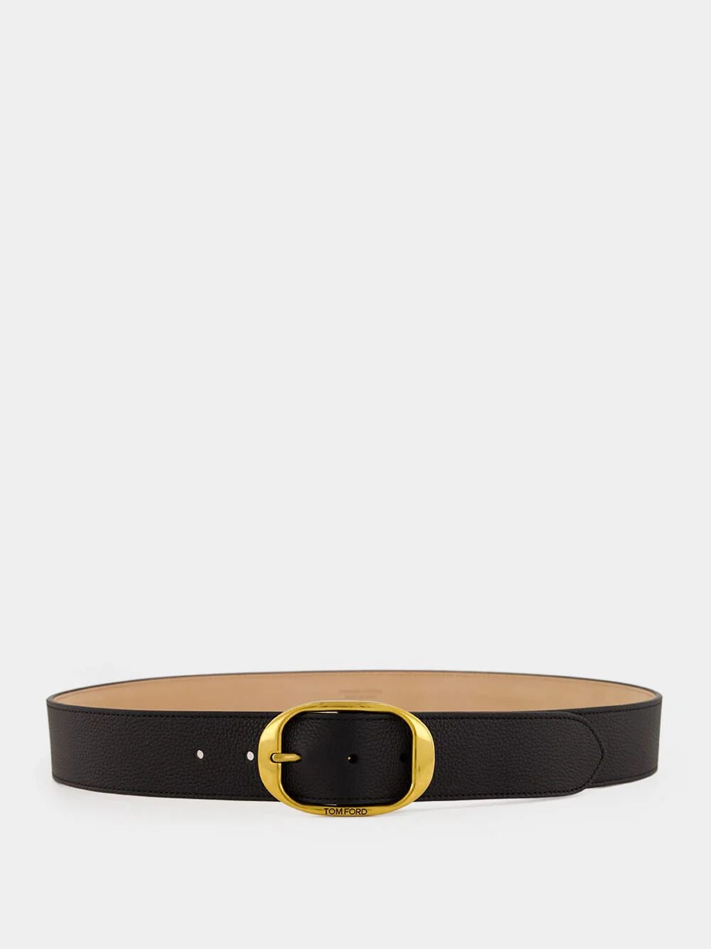 Black Grain Leather Buckle Belt