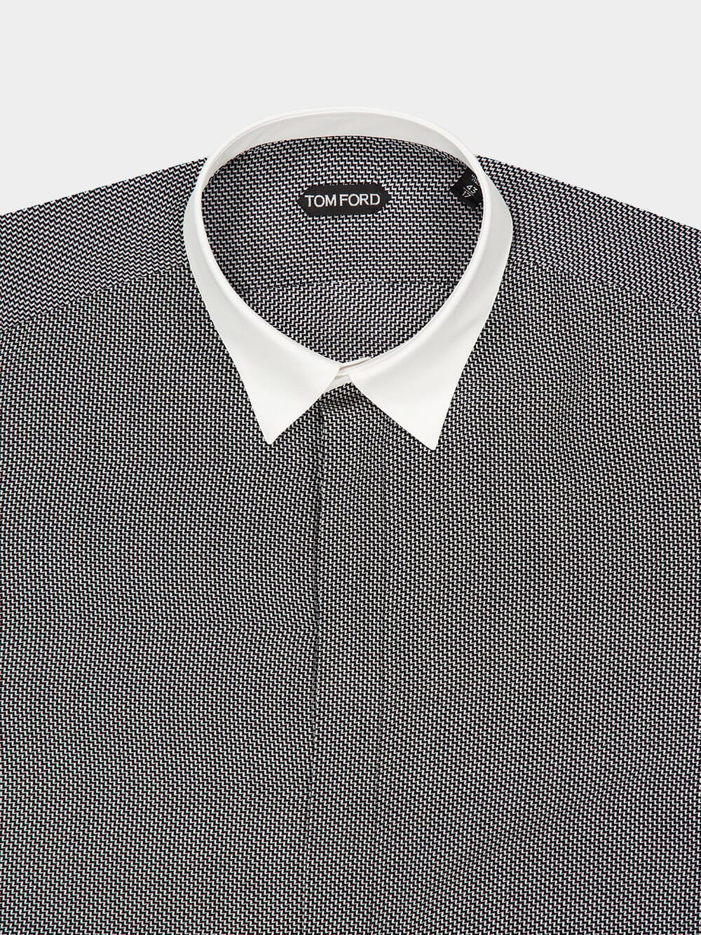 Black and White Mulberry Silk Button-Up Shirt - Image 3