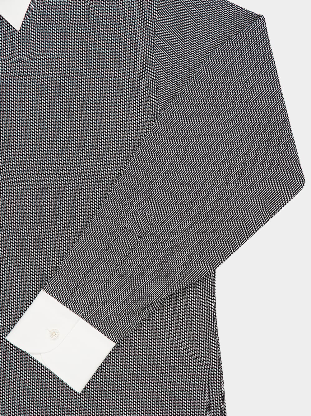 Black and White Mulberry Silk Button-Up Shirt - Image 4