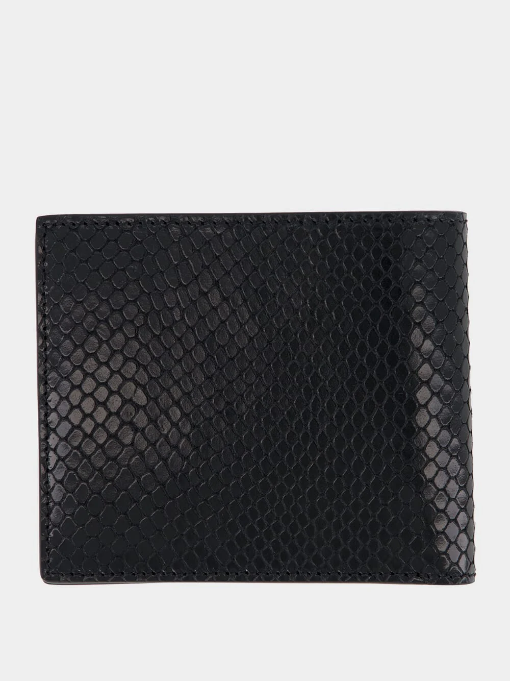 Black Bifold Wallet in Printed Python Leather - Image 2