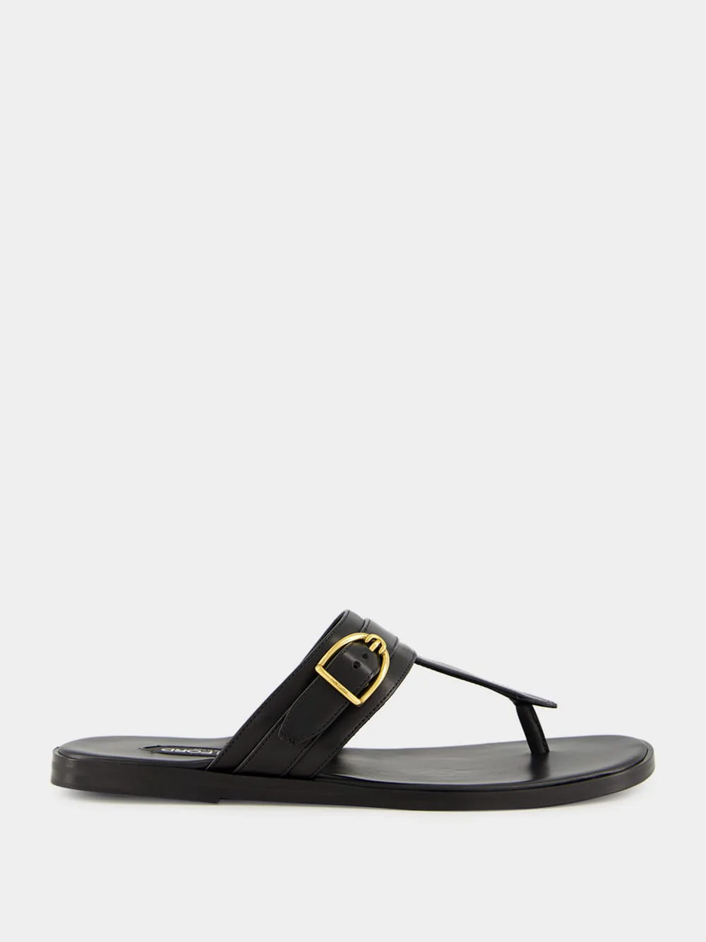 Black Brighton Buckle Leather Sandals