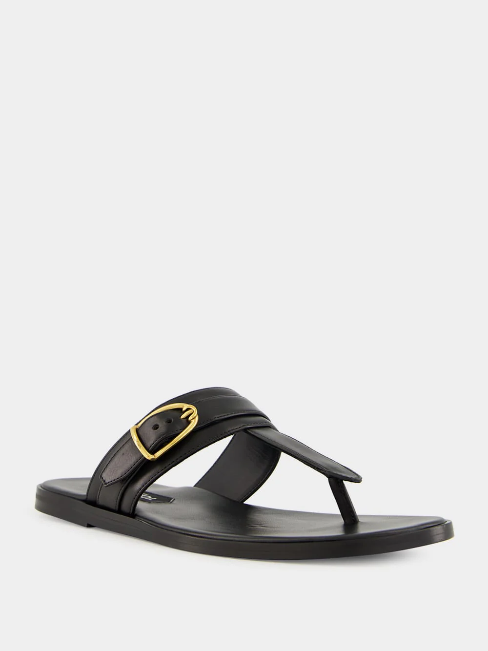Black Brighton Buckle Leather Sandals - Image 2