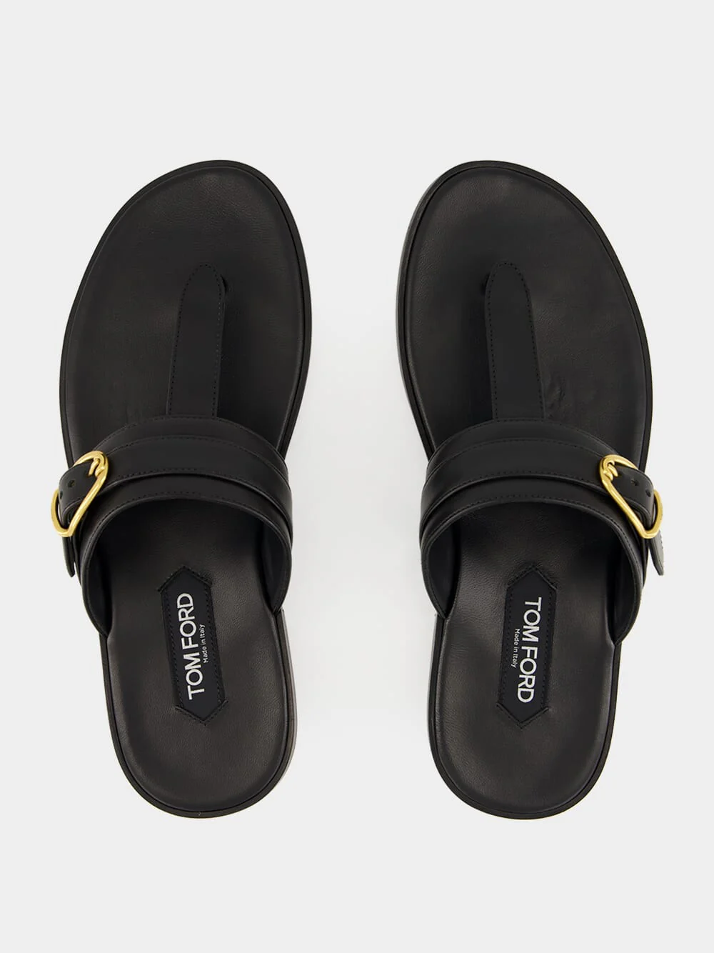 Black Brighton Buckle Leather Sandals - Image 4