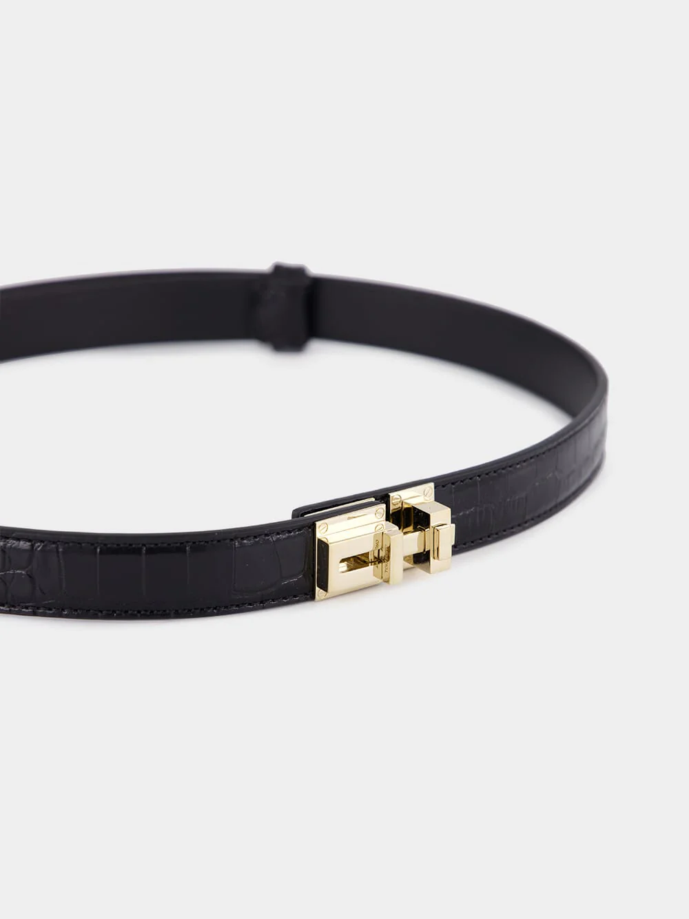 Black Calf Leather Belt with Gold Buckle - Image 3