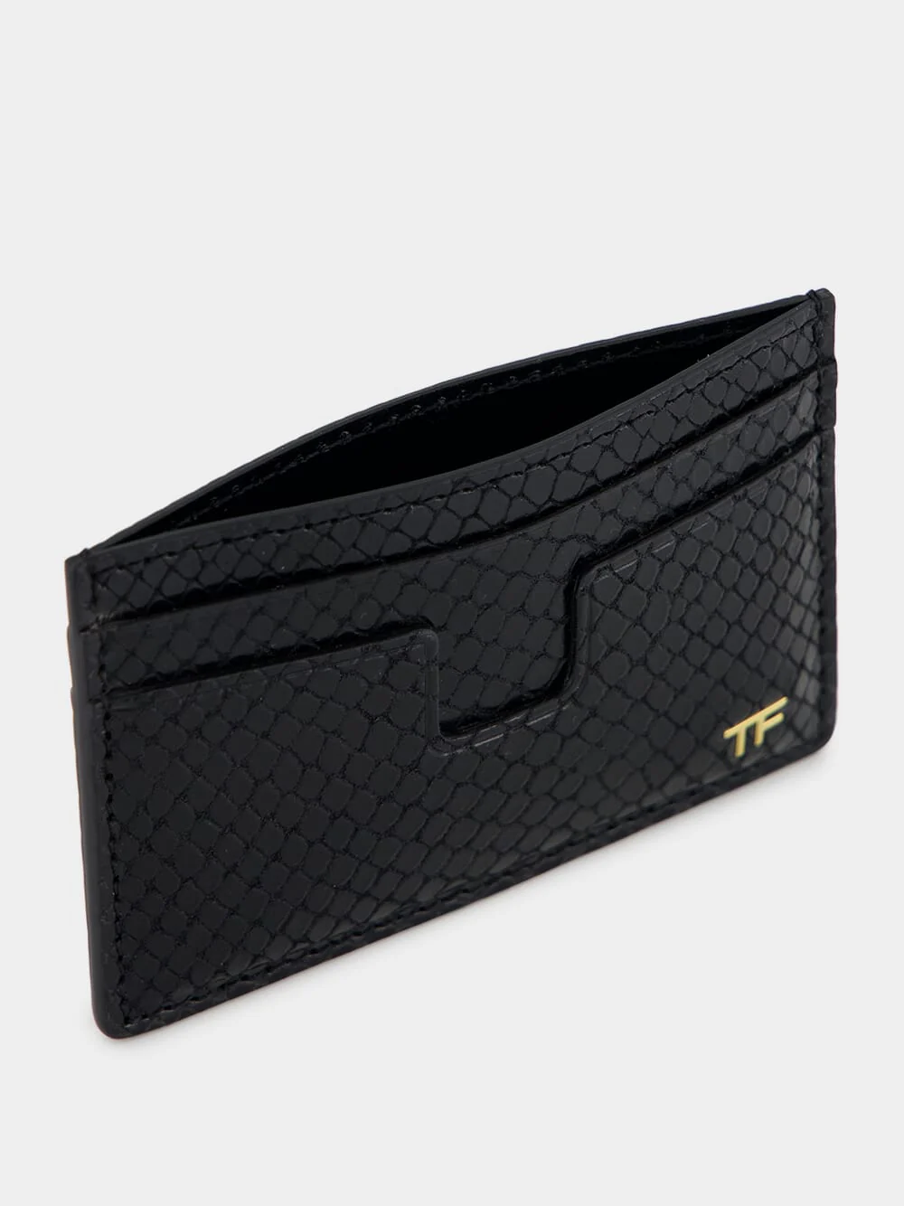 Black Card Holder in Printed Python Leather - Image 3