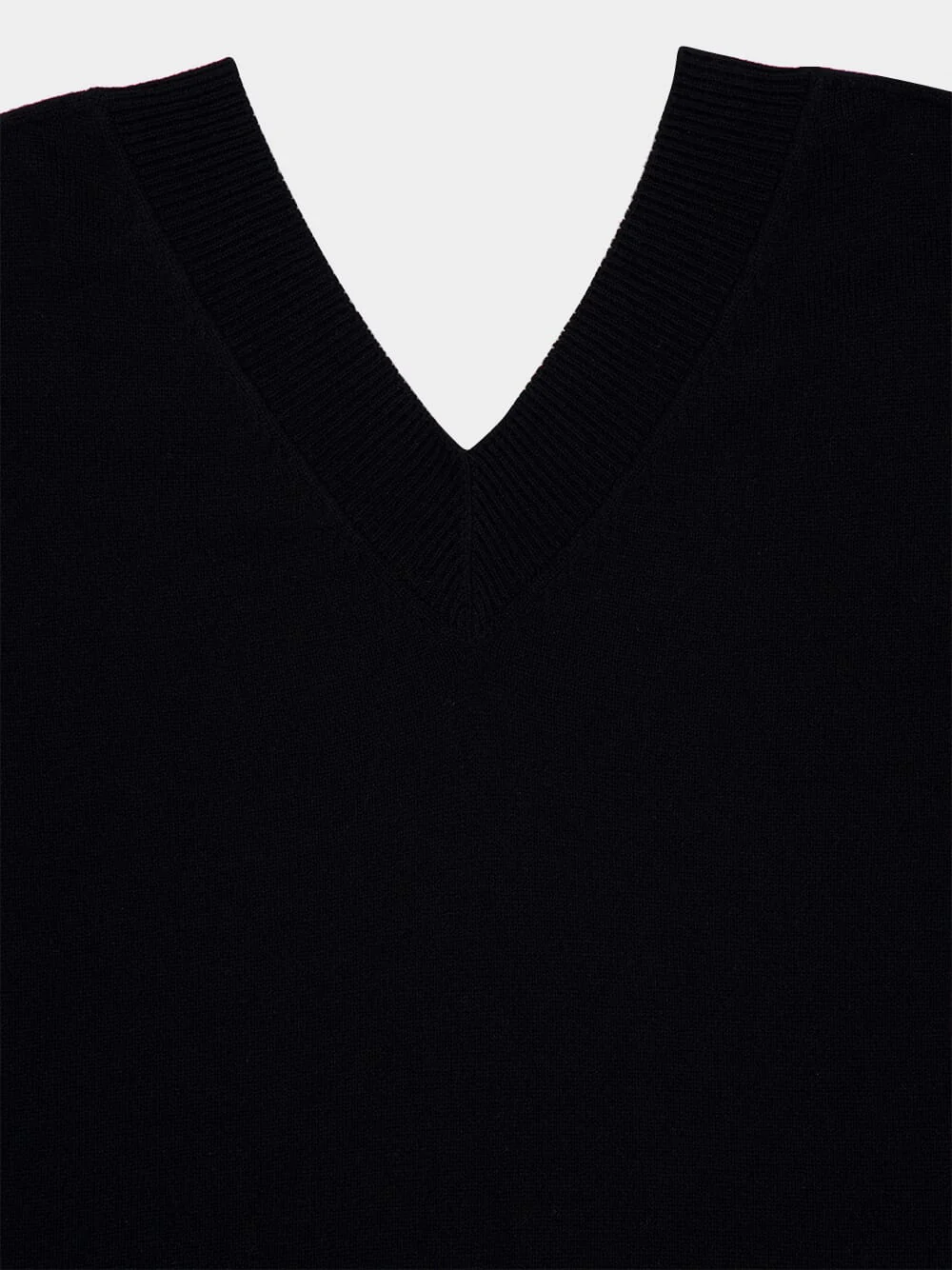 Black Cashmere Off-the-Shoulder V-Neck Knit - Image 3
