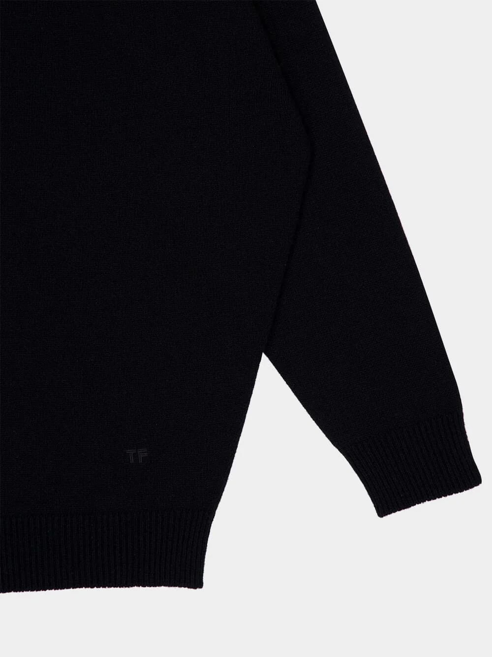 Black Cashmere Off-the-Shoulder V-Neck Knit - Image 4