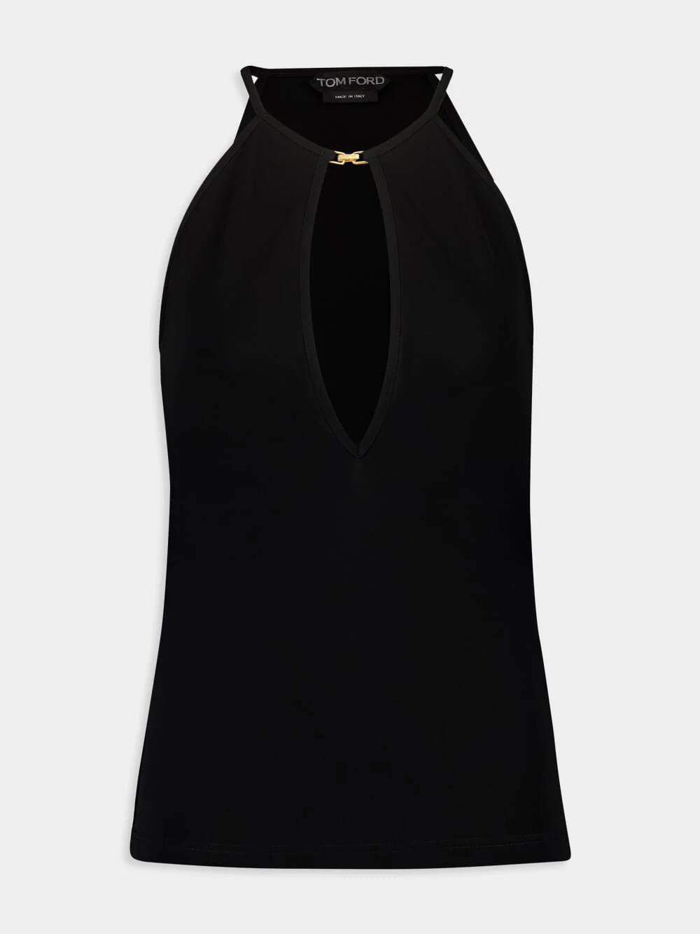 Black Crepe Jersey Halterneck Top