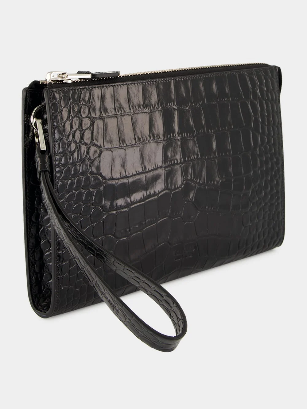 Black Croc-Effect Leather Portfolio Bag - Image 2