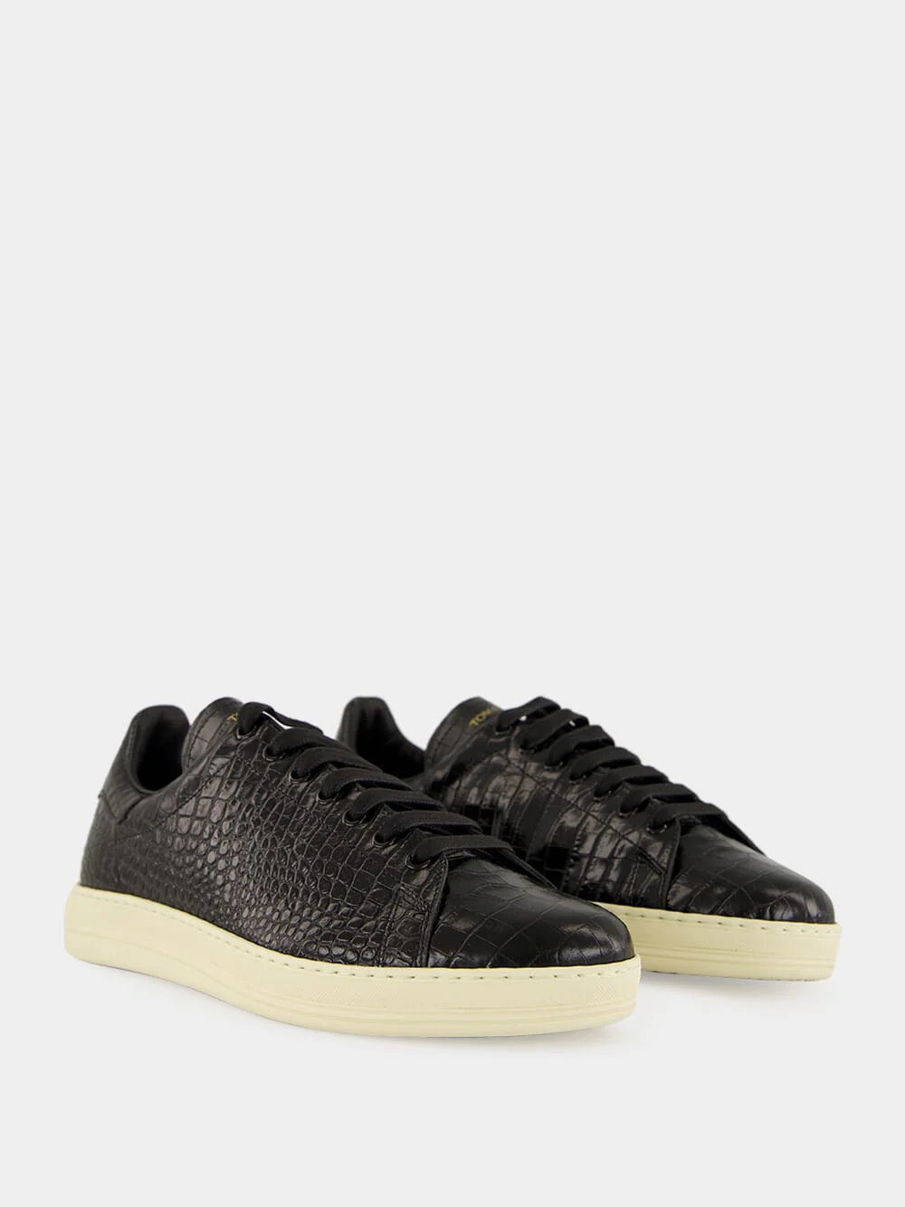 Black Croc-Print Leather Warwick Sneakers - Image 3
