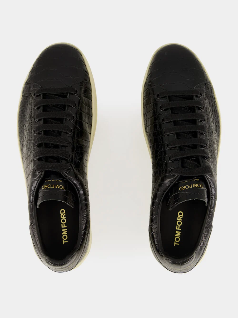 Black Croc-Print Leather Warwick Sneakers - Image 4