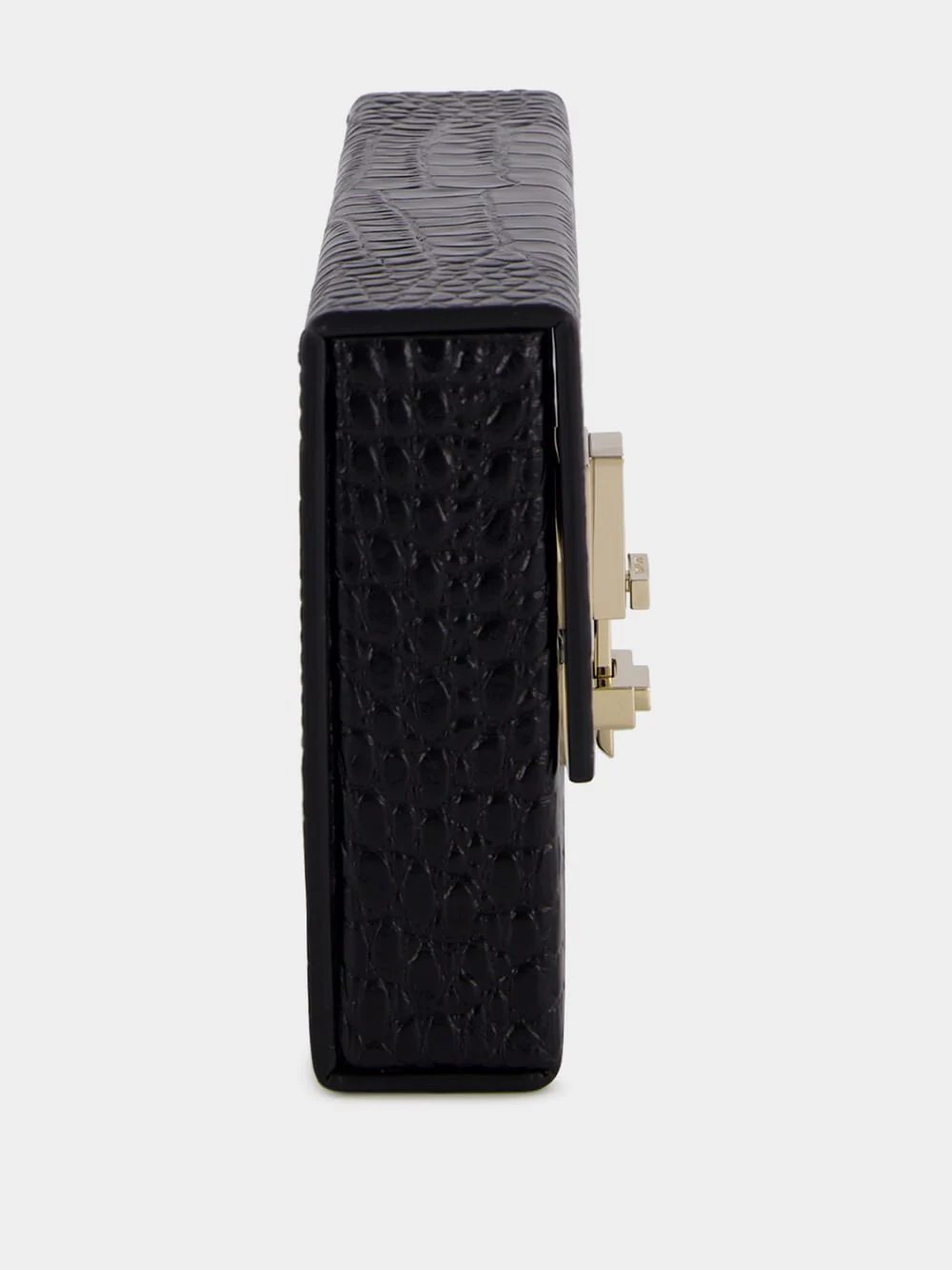 Black Crocodile Clutch in Leather - Image 3