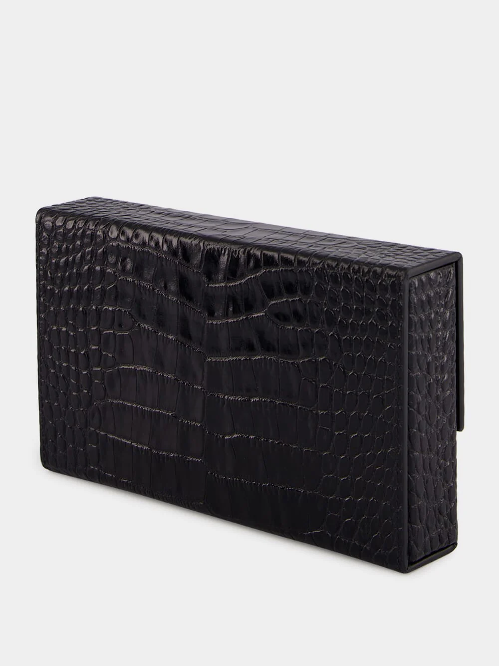 Black Crocodile Clutch in Leather - Image 4