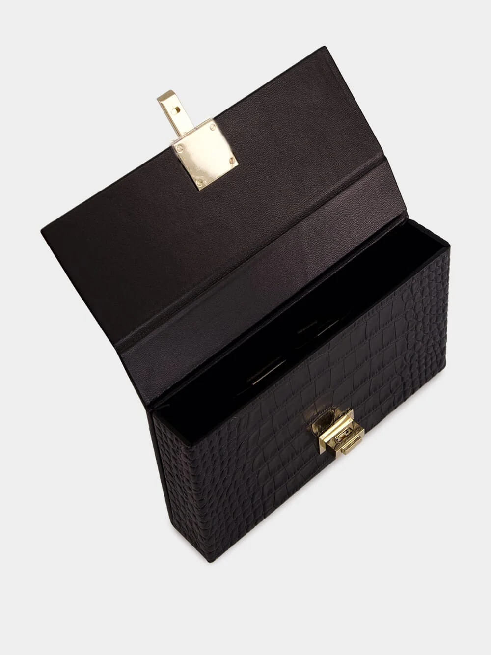 Black Crocodile Clutch in Leather - Image 5