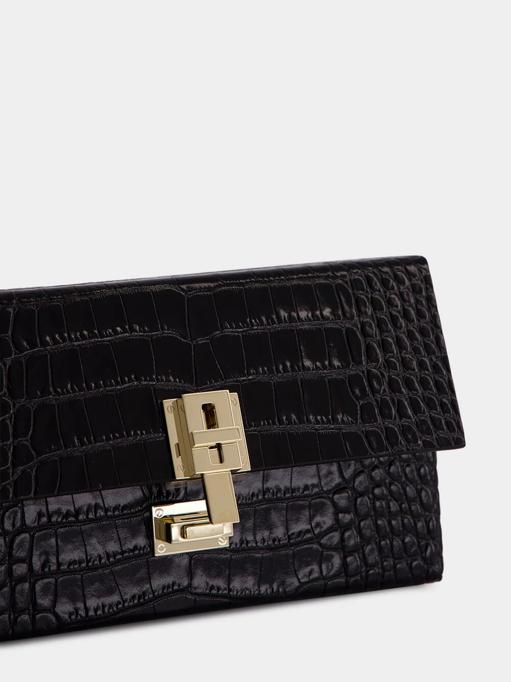 Black Crocodile Clutch in Leather - Image 6