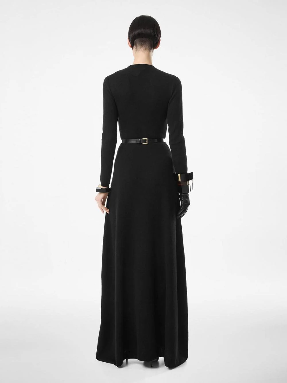 Black Fine Cashmere Silk Column Dress - Image 3