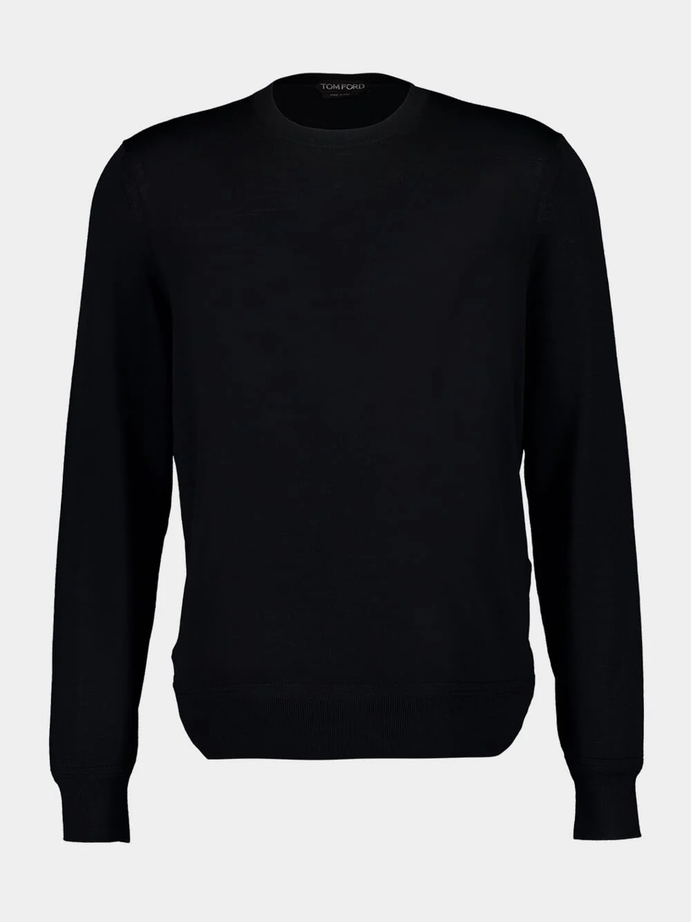 Black Fine Wool Crew Jumper