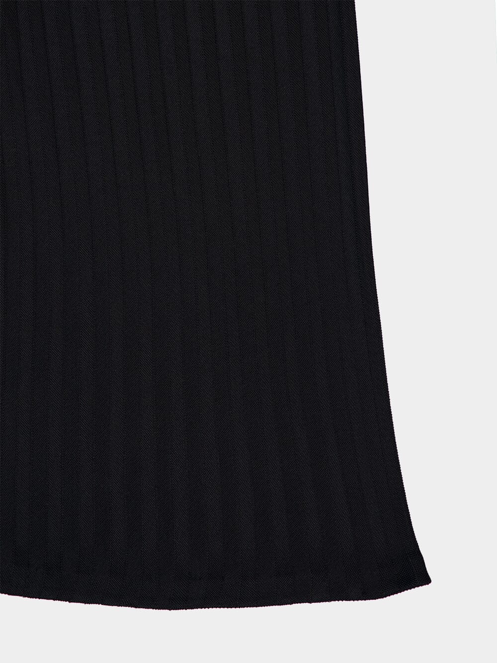 Black Flared Knit Trousers in Herringbone Viscose - Image 8